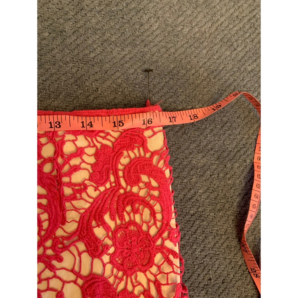 INC International Concepts Pink Floral Crochet Lace Mini Skirt Size 6 Scalloped - Picture 6 of 8